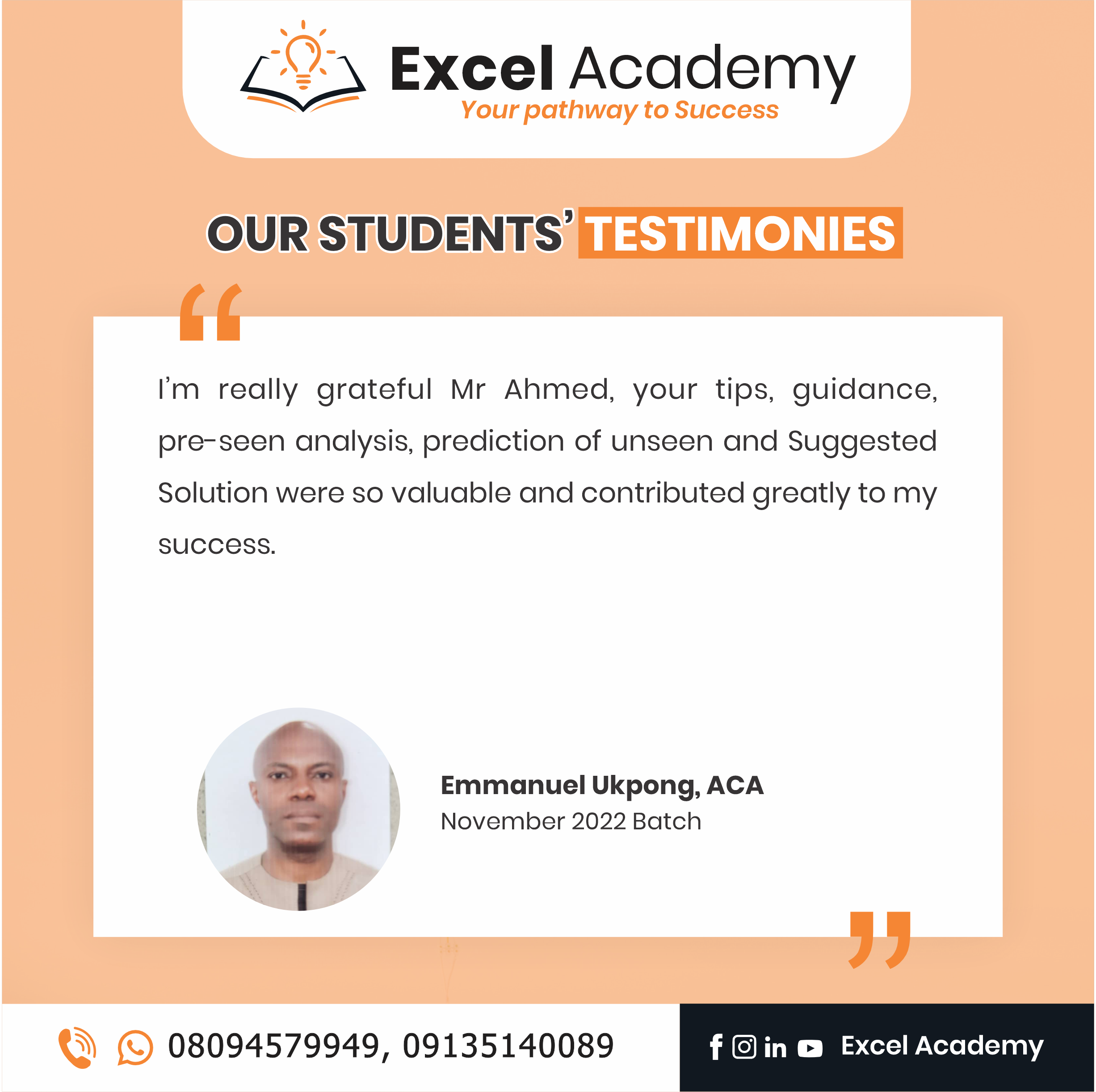 Testimonies 51 - Excel Academy