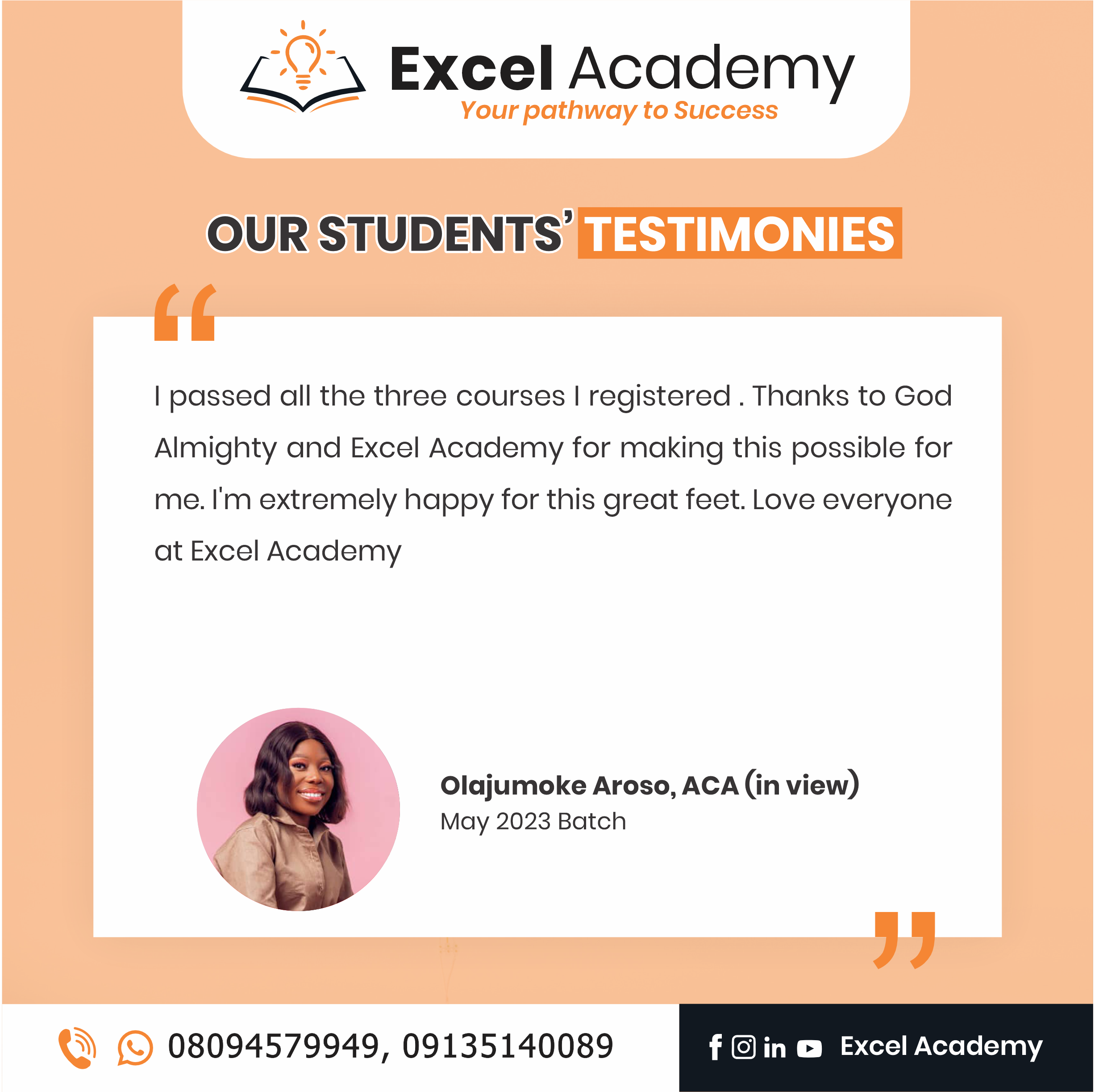 Testimonies 71 - Excel Academy